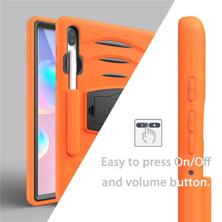 Shockproof PC + Silicone Tablet Combo Case with Kickstand and Pen Slot for Samsung Galaxy Tab S6 SM-T860/T865 - Orange-10