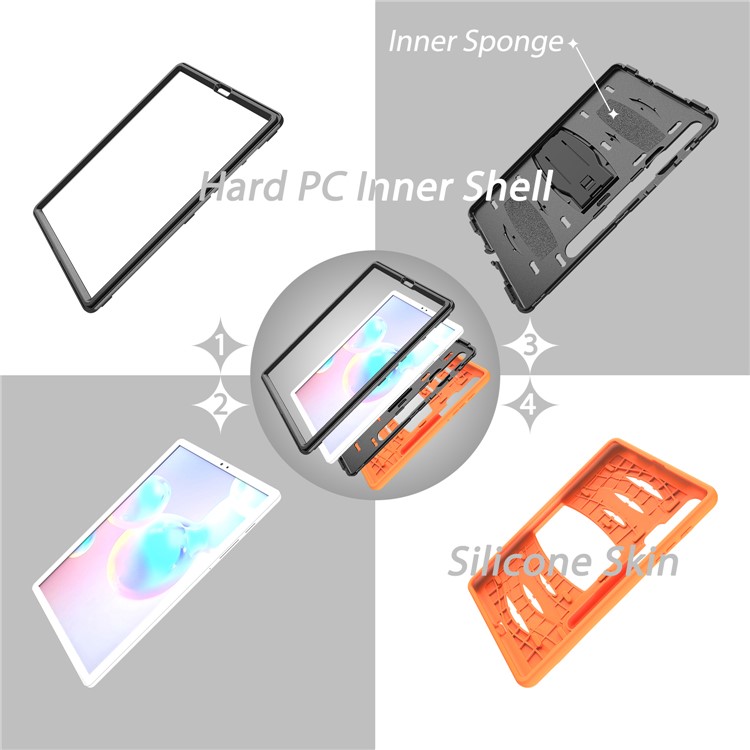 Shockproof PC + Silicone Tablet Combo Case with Kickstand and Pen Slot for Samsung Galaxy Tab S6 SM-T860/T865 - Orange-11