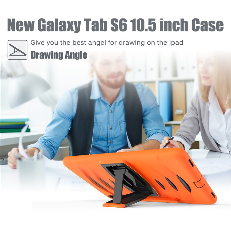 Shockproof PC + Silicone Tablet Combo Case with Kickstand and Pen Slot for Samsung Galaxy Tab S6 SM-T860/T865 - Orange-13