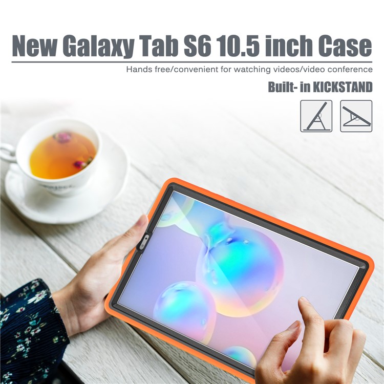Shockproof PC + Silicone Tablet Combo Case with Kickstand and Pen Slot for Samsung Galaxy Tab S6 SM-T860/T865 - Orange-15