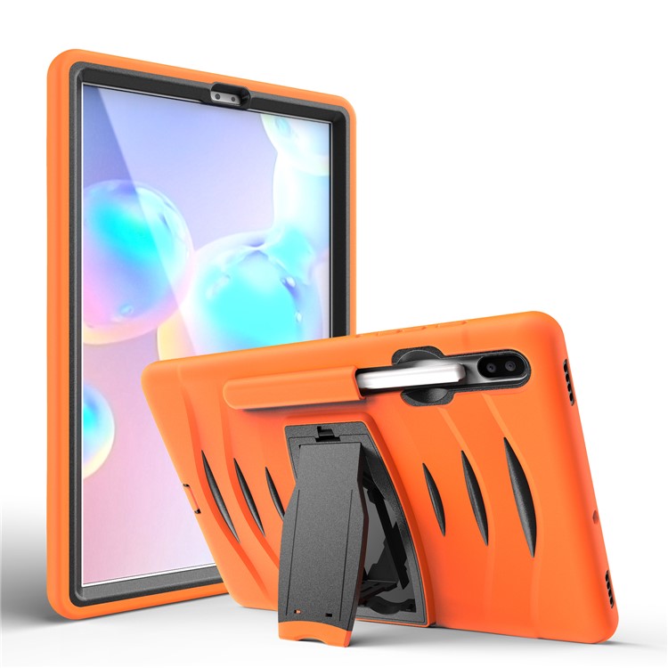 Shockproof PC + Silicone Tablet Combo Case with Kickstand and Pen Slot for Samsung Galaxy Tab S6 SM-T860/T865 - Orange-2