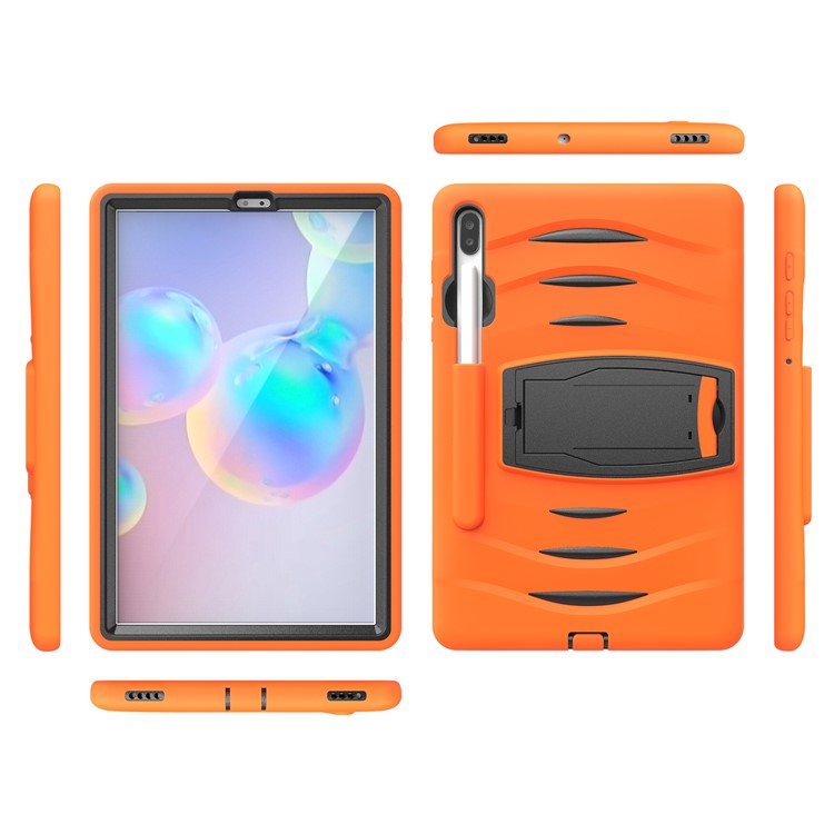 Shockproof PC + Silicone Tablet Combo Case with Kickstand and Pen Slot for Samsung Galaxy Tab S6 SM-T860/T865 - Orange-3