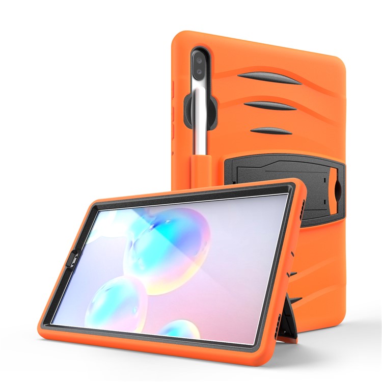Shockproof PC + Silicone Tablet Combo Case with Kickstand and Pen Slot for Samsung Galaxy Tab S6 SM-T860/T865 - Orange-4