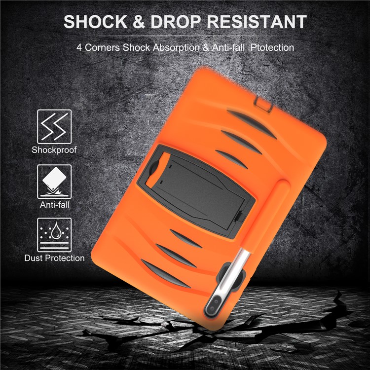Shockproof PC + Silicone Tablet Combo Case with Kickstand and Pen Slot for Samsung Galaxy Tab S6 SM-T860/T865 - Orange-6