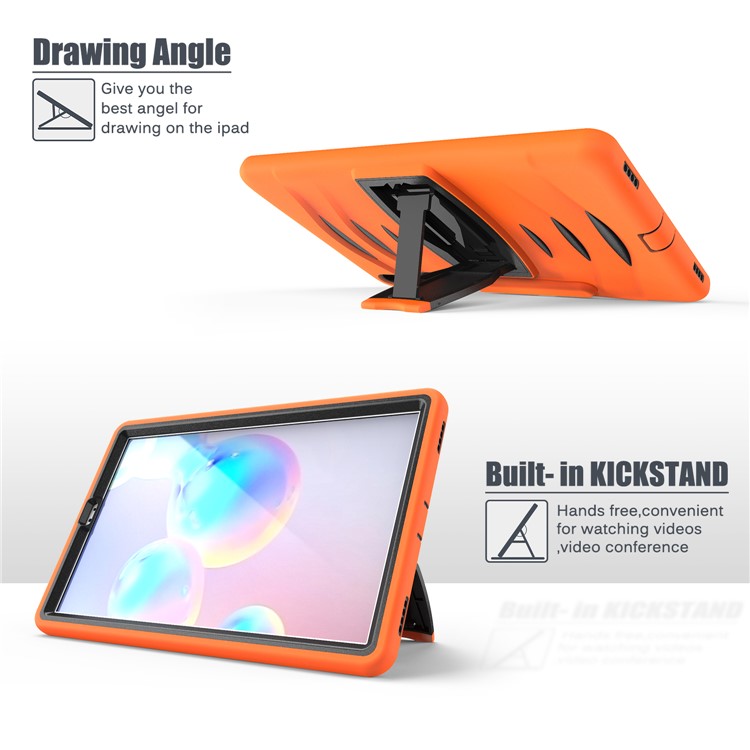 Shockproof PC + Silicone Tablet Combo Case with Kickstand and Pen Slot for Samsung Galaxy Tab S6 SM-T860/T865 - Orange-7