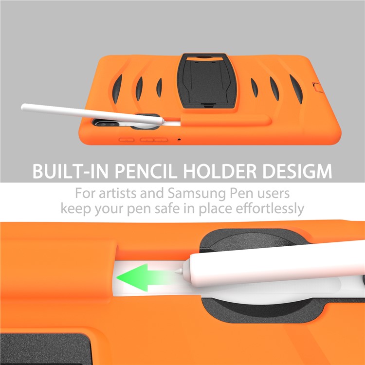 Shockproof PC + Silicone Tablet Combo Case with Kickstand and Pen Slot for Samsung Galaxy Tab S6 SM-T860/T865 - Orange-8