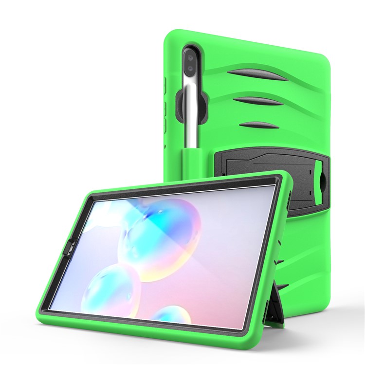 Shockproof PC + Silicone Tablet Combo Case with Kickstand and Pen Slot for Samsung Galaxy Tab S6 SM-T860/T865 - Green-1