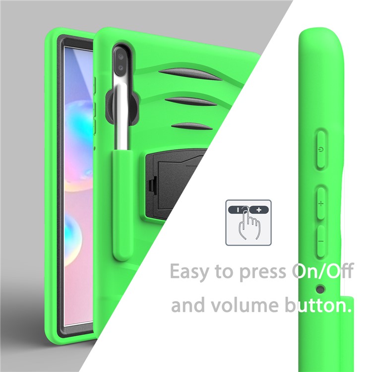 Shockproof PC + Silicone Tablet Combo Case with Kickstand and Pen Slot for Samsung Galaxy Tab S6 SM-T860/T865 - Green-10