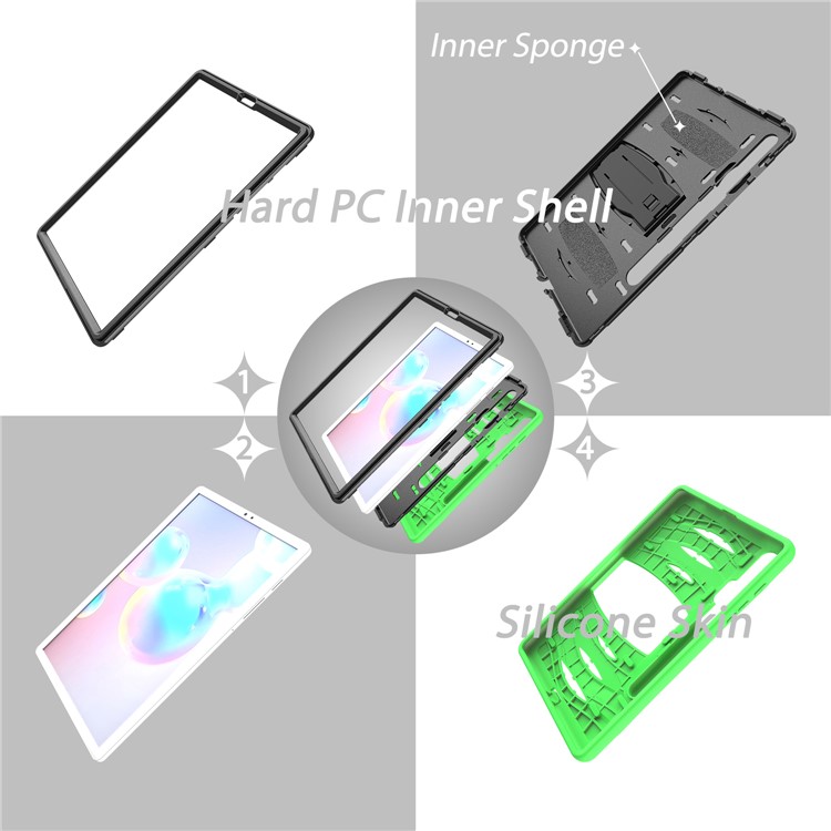Shockproof PC + Silicone Tablet Combo Case with Kickstand and Pen Slot for Samsung Galaxy Tab S6 SM-T860/T865 - Green-11