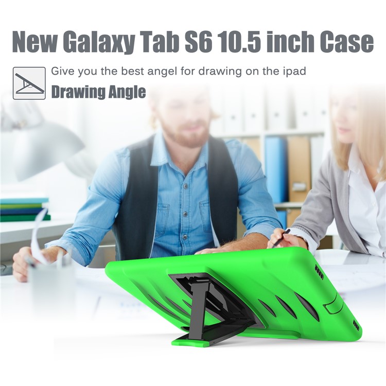 Shockproof PC + Silicone Tablet Combo Case with Kickstand and Pen Slot for Samsung Galaxy Tab S6 SM-T860/T865 - Green-13