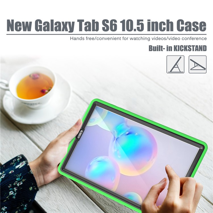 Shockproof PC + Silicone Tablet Combo Case with Kickstand and Pen Slot for Samsung Galaxy Tab S6 SM-T860/T865 - Green-15