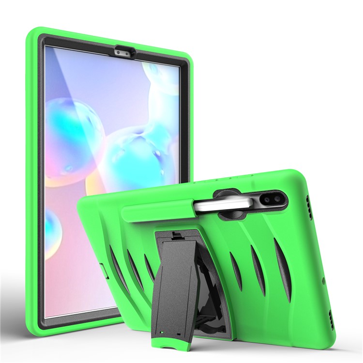 Shockproof PC + Silicone Tablet Combo Case with Kickstand and Pen Slot for Samsung Galaxy Tab S6 SM-T860/T865 - Green-3