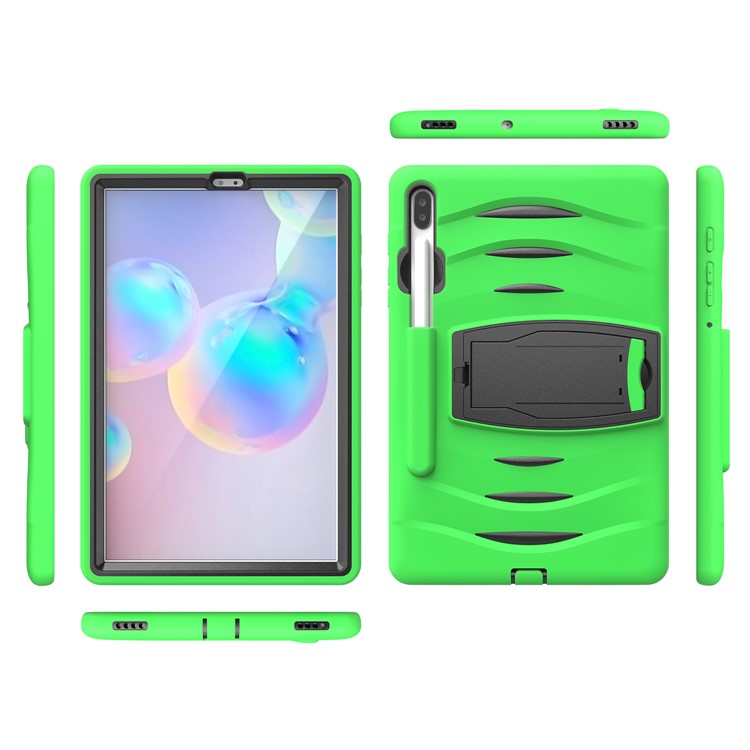 Shockproof PC + Silicone Tablet Combo Case with Kickstand and Pen Slot for Samsung Galaxy Tab S6 SM-T860/T865 - Green-4