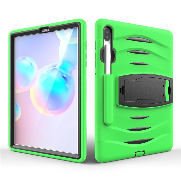 Shockproof PC + Silicone Tablet Combo Case with Kickstand and Pen Slot for Samsung Galaxy Tab S6 SM-T860/T865 - Green-5