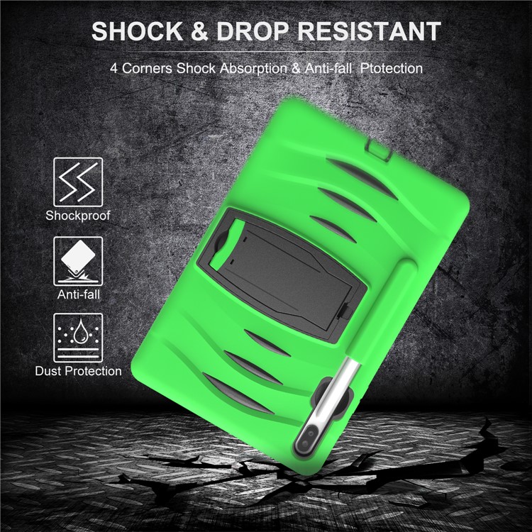 Shockproof PC + Silicone Tablet Combo Case with Kickstand and Pen Slot for Samsung Galaxy Tab S6 SM-T860/T865 - Green-6