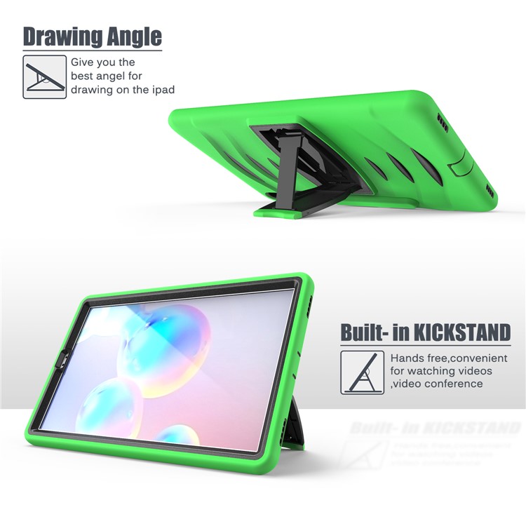 Shockproof PC + Silicone Tablet Combo Case with Kickstand and Pen Slot for Samsung Galaxy Tab S6 SM-T860/T865 - Green-7