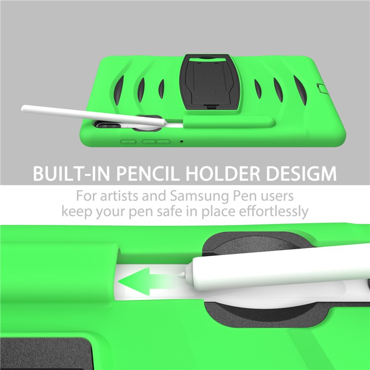 Shockproof PC + Silicone Tablet Combo Case with Kickstand and Pen Slot for Samsung Galaxy Tab S6 SM-T860/T865 - Green-8