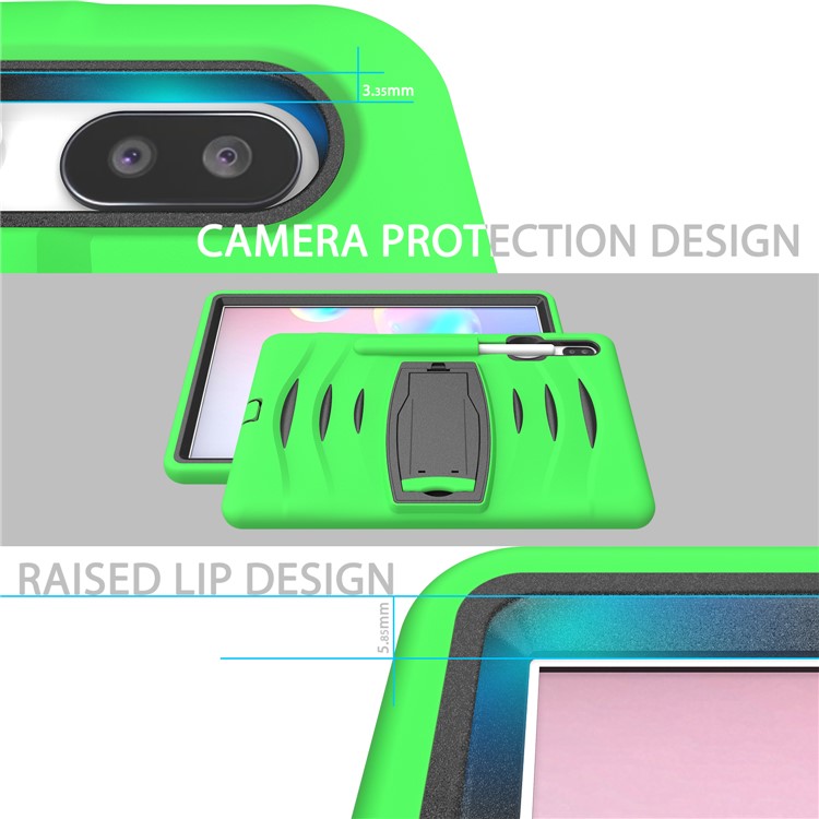 Shockproof PC + Silicone Tablet Combo Case with Kickstand and Pen Slot for Samsung Galaxy Tab S6 SM-T860/T865 - Green-9