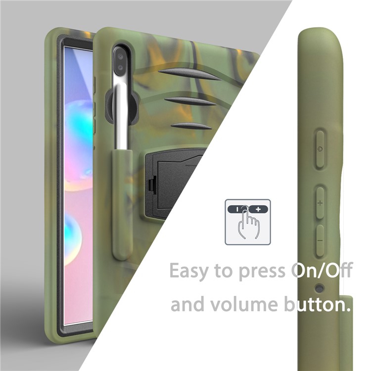 Shockproof PC + Silicone Tablet Combo Case with Kickstand and Pen Slot for Samsung Galaxy Tab S6 SM-T860/T865 - Camouflage-10