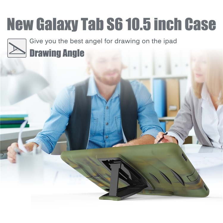 Shockproof PC + Silicone Tablet Combo Case with Kickstand and Pen Slot for Samsung Galaxy Tab S6 SM-T860/T865 - Camouflage-13