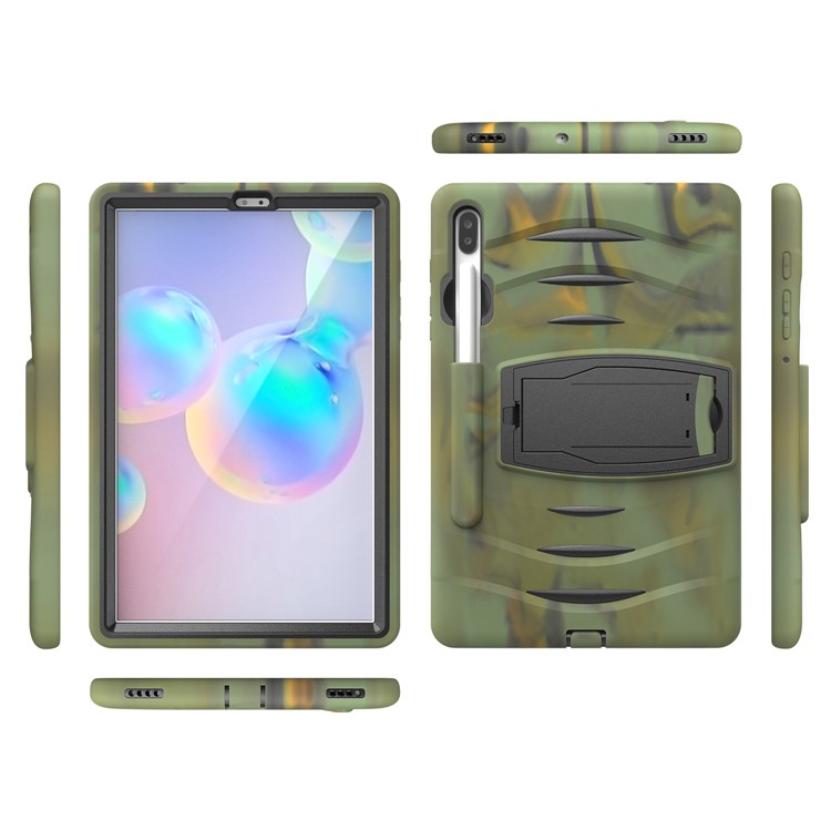 Custodia Combinata Per Tablet in Silicone a Shock Con Cavalletto e Slot a Penna Per Samsung Galaxy Tab S6 SM-T860/T865 - Camuffare-3