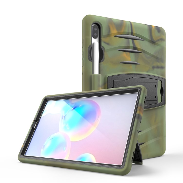 Custodia Combinata Per Tablet in Silicone a Shock Con Cavalletto e Slot a Penna Per Samsung Galaxy Tab S6 SM-T860/T865 - Camuffare-4