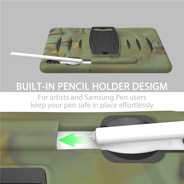 Shockproof PC + Silicone Tablet Combo Case with Kickstand and Pen Slot for Samsung Galaxy Tab S6 SM-T860/T865 - Camouflage-8