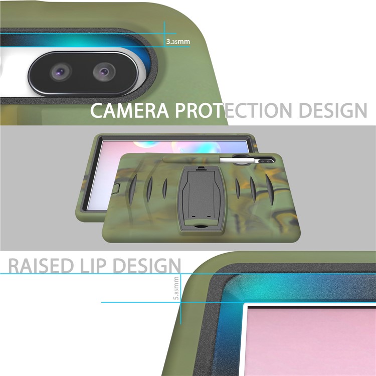 Shockproof PC + Silicone Tablet Combo Case with Kickstand and Pen Slot for Samsung Galaxy Tab S6 SM-T860/T865 - Camouflage-9