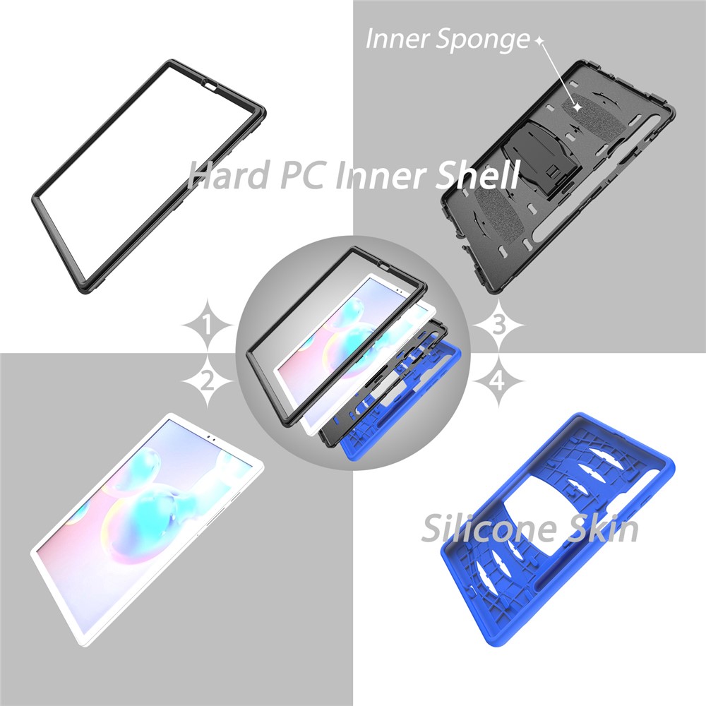 Shockproof PC + Silicone Tablet Combo Case with Kickstand and Pen Slot for Samsung Galaxy Tab S6 SM-T860/T865 - Blue-10