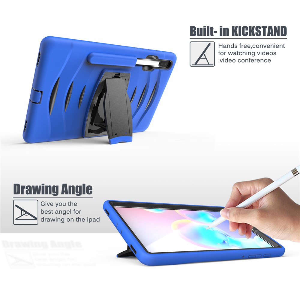 Shockproof PC + Silicone Tablet Combo Case with Kickstand and Pen Slot for Samsung Galaxy Tab S6 SM-T860/T865 - Blue-11