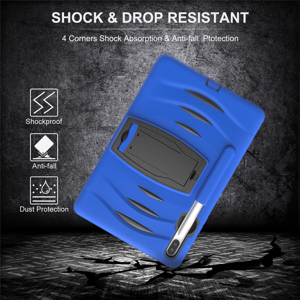 Shockproof PC + Silicone Tablet Combo Case with Kickstand and Pen Slot for Samsung Galaxy Tab S6 SM-T860/T865 - Blue-15