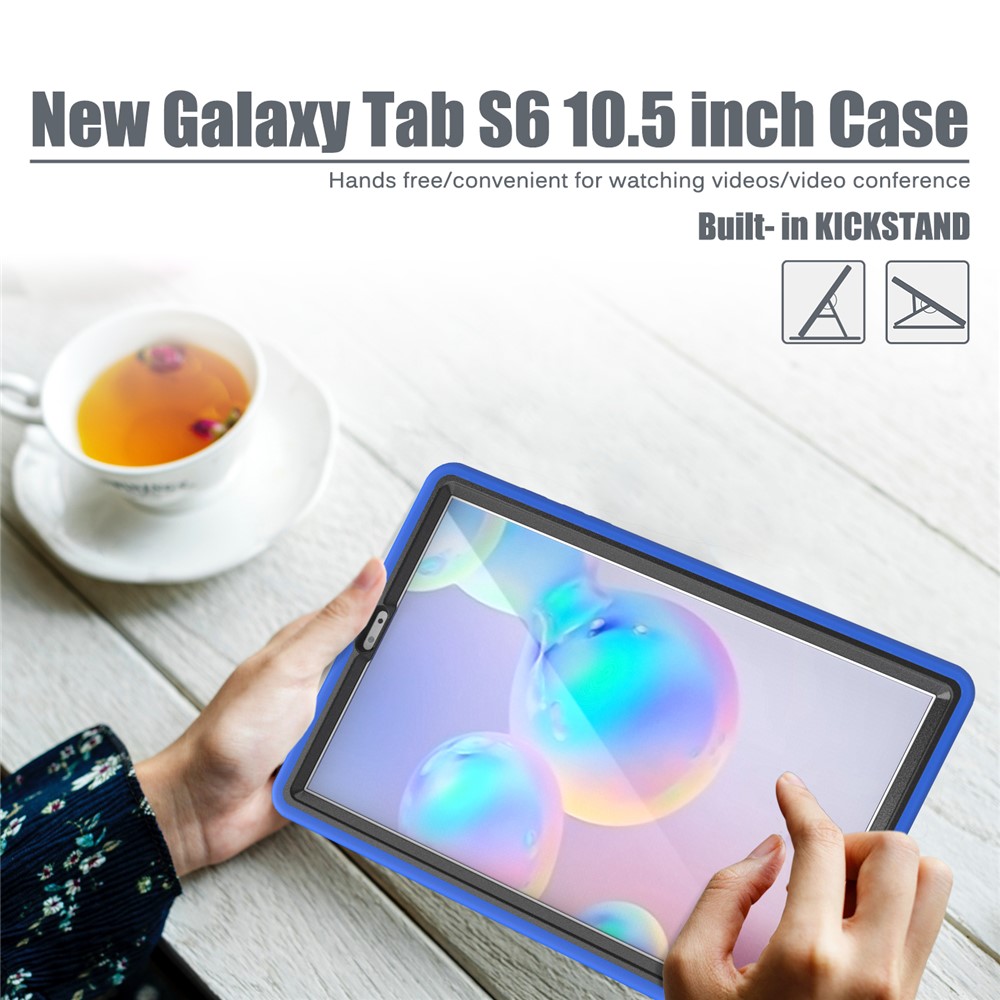 Shockproof PC + Silicone Tablet Combo Case with Kickstand and Pen Slot for Samsung Galaxy Tab S6 SM-T860/T865 - Blue-16