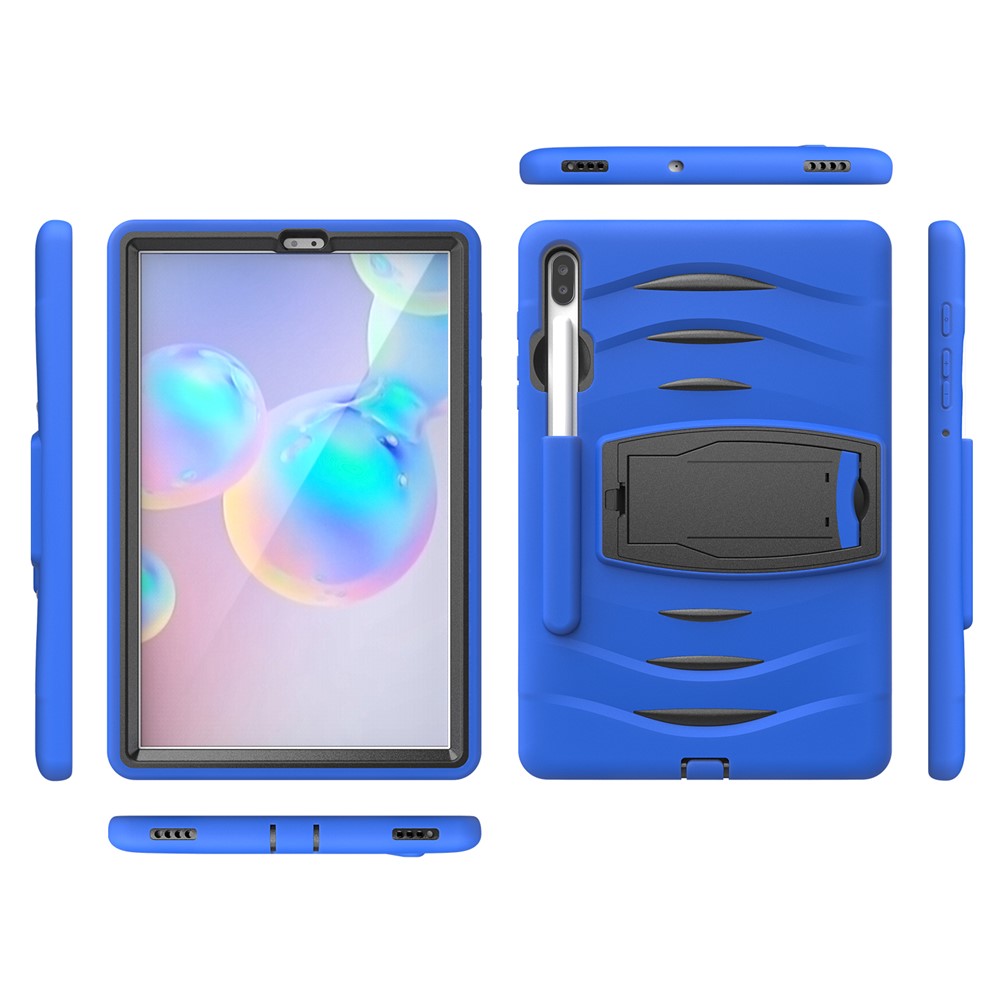 Caixa de Combate à Prova de Choque PC + Silicone Com Kickstand e Caneta Para o Samsung Galaxy Tab S6 Sm-t860/t865 - Azul-3