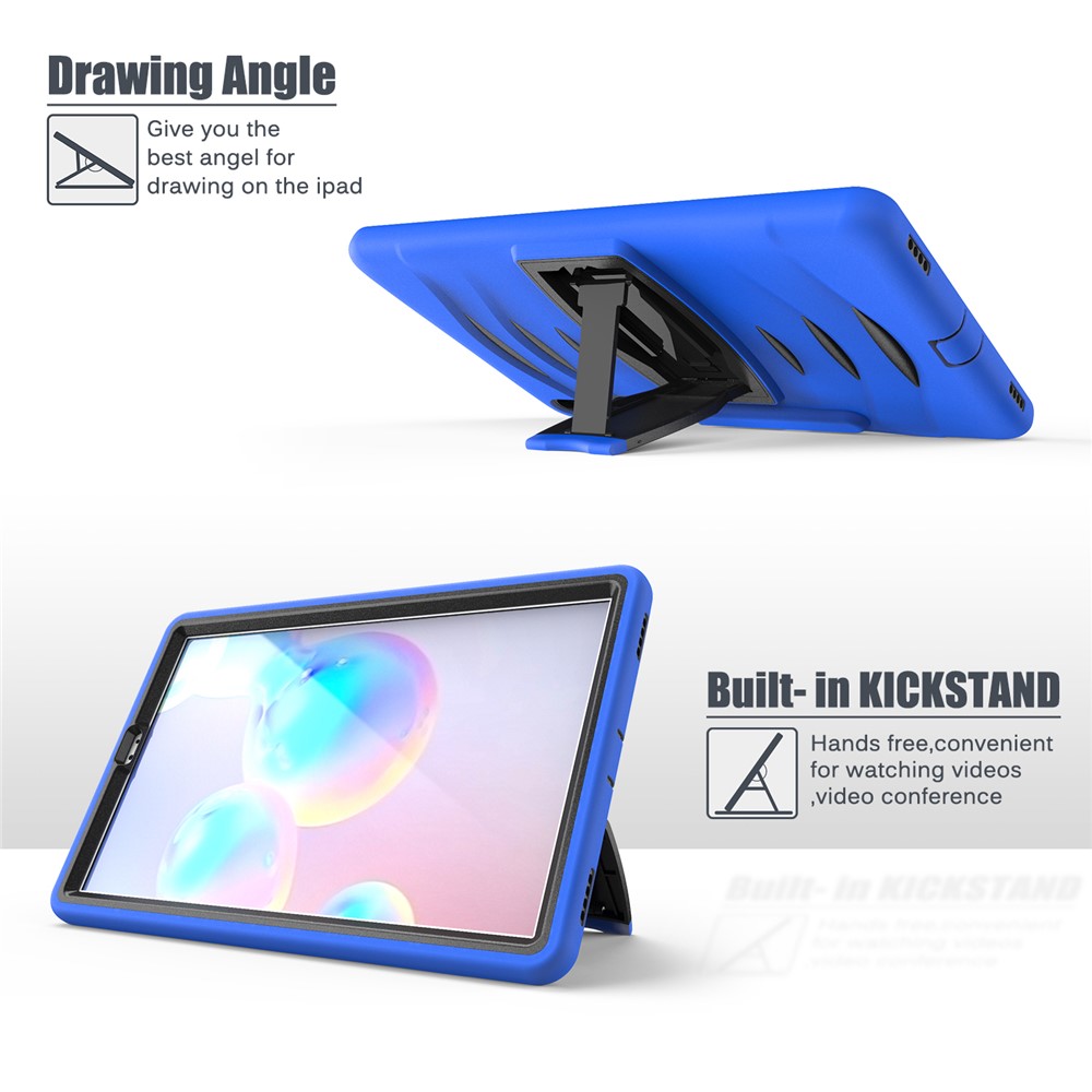 Caixa de Combate à Prova de Choque PC + Silicone Com Kickstand e Caneta Para o Samsung Galaxy Tab S6 Sm-t860/t865 - Azul-6