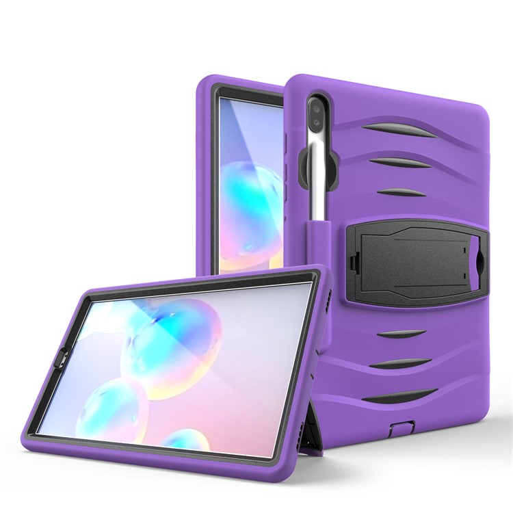 Shockproof PC + Silicone Tablet Combo Case with Kickstand and Pen Slot for Samsung Galaxy Tab S6 SM-T860/T865 - Purple-1