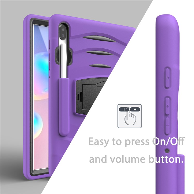 Shockproof PC + Silicone Tablet Combo Case with Kickstand and Pen Slot for Samsung Galaxy Tab S6 SM-T860/T865 - Purple-10