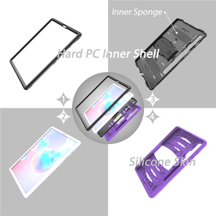 Shockproof PC + Silicone Tablet Combo Case with Kickstand and Pen Slot for Samsung Galaxy Tab S6 SM-T860/T865 - Purple-11