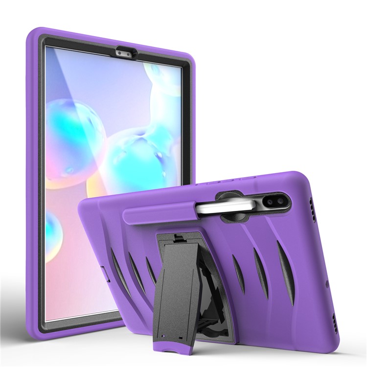 Shockproof PC + Silicone Tablet Combo Case with Kickstand and Pen Slot for Samsung Galaxy Tab S6 SM-T860/T865 - Purple-2
