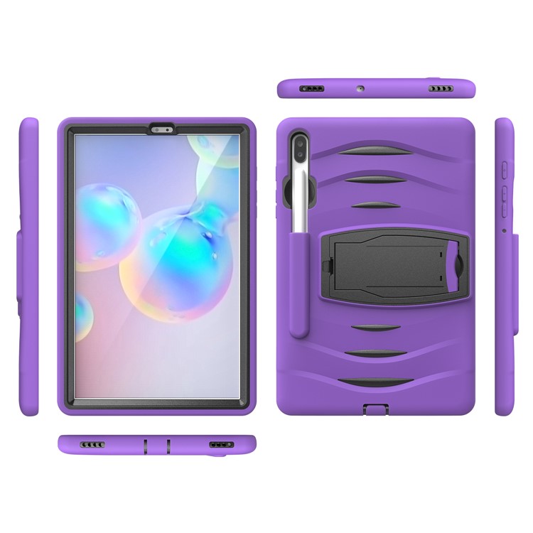 Shockproof PC + Silicone Tablet Combo Case with Kickstand and Pen Slot for Samsung Galaxy Tab S6 SM-T860/T865 - Purple-3