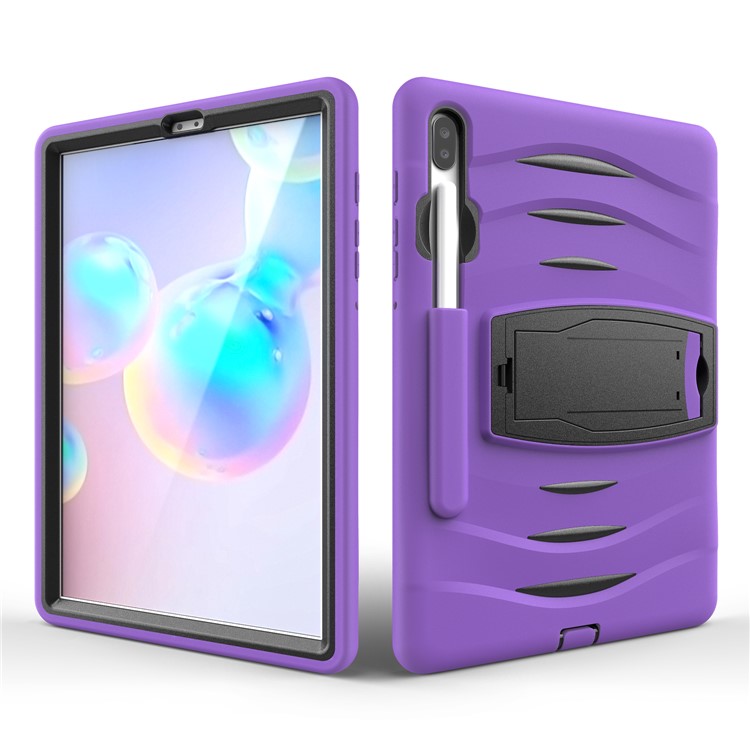 Shockproof PC + Silicone Tablet Combo Case with Kickstand and Pen Slot for Samsung Galaxy Tab S6 SM-T860/T865 - Purple-5