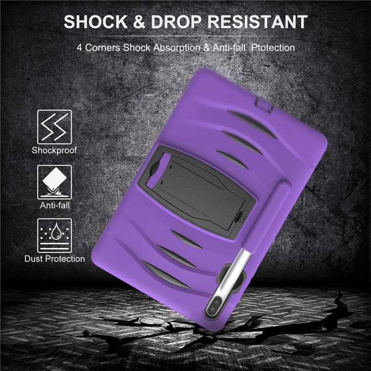 Shockproof PC + Silicone Tablet Combo Case with Kickstand and Pen Slot for Samsung Galaxy Tab S6 SM-T860/T865 - Purple-6