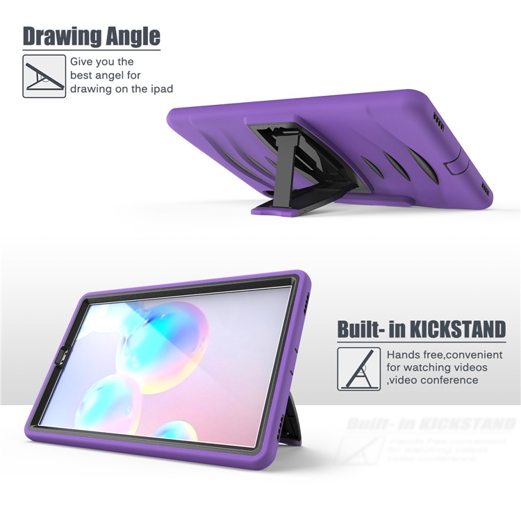 Shockproof PC + Silicone Tablet Combo Case with Kickstand and Pen Slot for Samsung Galaxy Tab S6 SM-T860/T865 - Purple-7