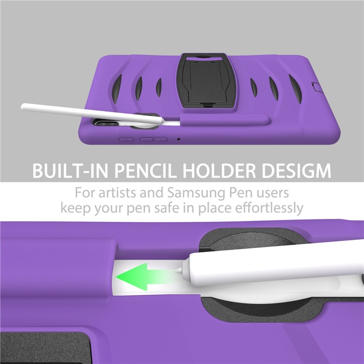 Shockproof PC + Silicone Tablet Combo Case with Kickstand and Pen Slot for Samsung Galaxy Tab S6 SM-T860/T865 - Purple-8