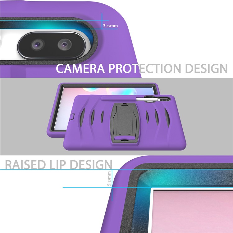 Shockproof PC + Silicone Tablet Combo Case with Kickstand and Pen Slot for Samsung Galaxy Tab S6 SM-T860/T865 - Purple-9