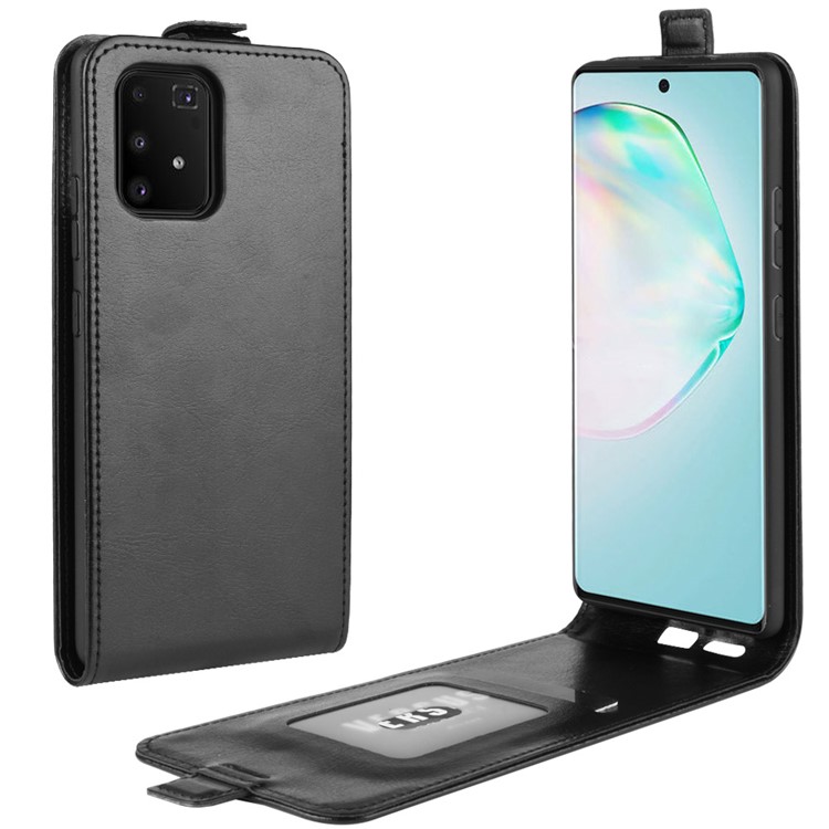 Crazy Horse Skin Vertical Flip Leather Covering for Samsung Galaxy A91/S10 Lite/M80s - Black-1