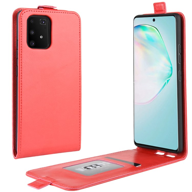 Crazy Horse Skin Vertical Flip Leather Covering for Samsung Galaxy A91/S10 Lite/M80s - Red-1