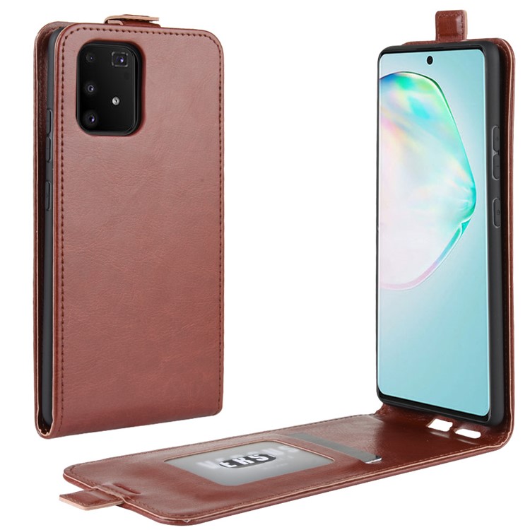 Crazy Horse Skin Vertical Flip Leather Covering for Samsung Galaxy A91/S10 Lite/M80s - Brown-1