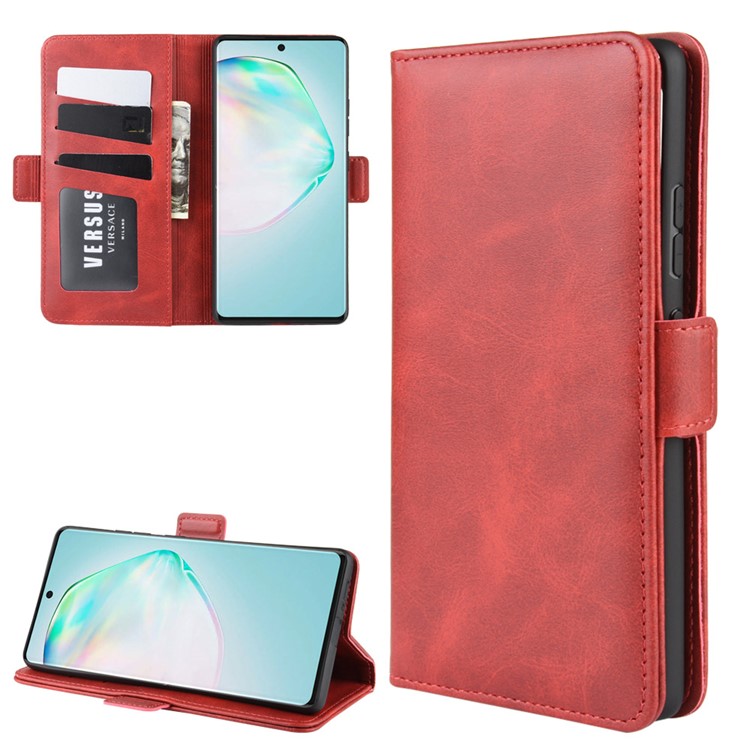 Magnet Adsorption Leather Wallet Phone Stand Case for Samsung Galaxy A91/M80s/S10 Lite - Red-2