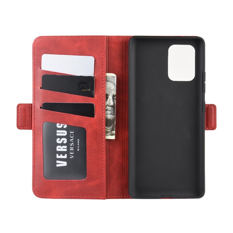 Magnet Adsorption Leather Wallet Phone Stand Case for Samsung Galaxy A91/M80s/S10 Lite - Red-4