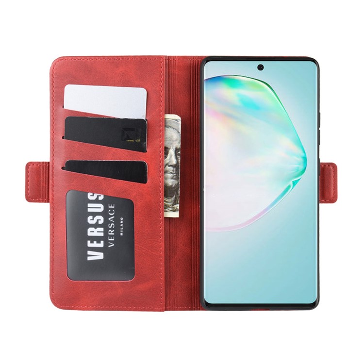 Magnet Adsorption Leather Wallet Phone Stand Case for Samsung Galaxy A91/M80s/S10 Lite - Red-5